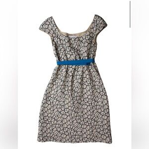 Behnaz Sarafpour A line belted dress abstract art print size XXS chic retro